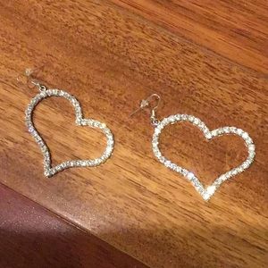 Rhinestone Open Heart Earrings